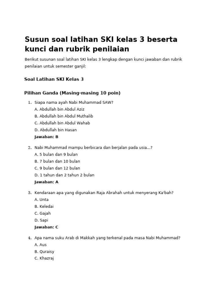 5 Alasan Latihan Soal Kelas 3 SKI Wajib Dikuasai Sebelum Ulangan Akhir Semester, Ternyata Ini Rahasianya
