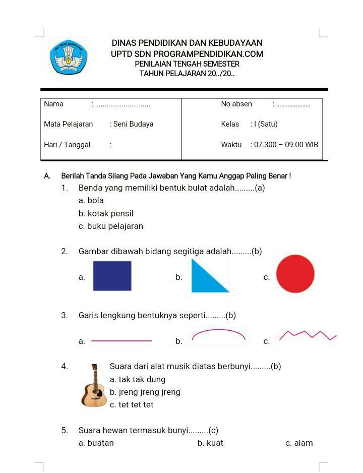 5 Contoh Soal SBdP Kelas 3 Semester 1 yang Wajib Dikuasai Sebelum Ulangan
