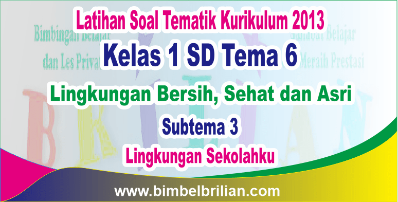 Soal Tematik Kelas 1 Tema 6 Subtema 2 Brillian - Rajin Belajar