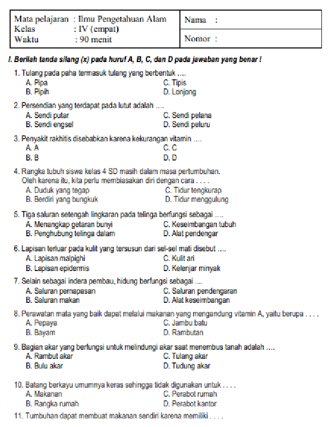 7 Contoh Soal IPA Kelas 4 Semester 1 Kurikulum 2013 yang Mengungkap Rahasia Belajar Efektif