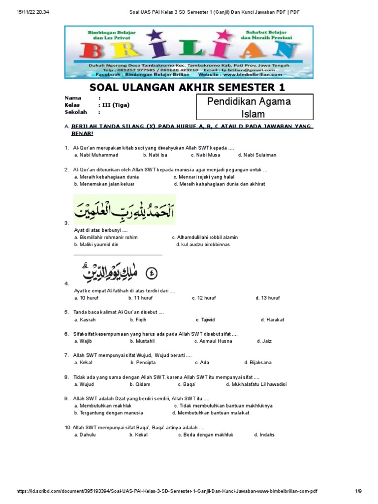 7 Rahasia Latihan Soal Kelas 3 Semester 1 Agama Islam SD yang Bikin Anak Cepat Kuasai 7 Rahasia Latihan Soal Kelas 3 Semester 1 Agama Islam SD yang Bikin Anak Cepat Kuasai