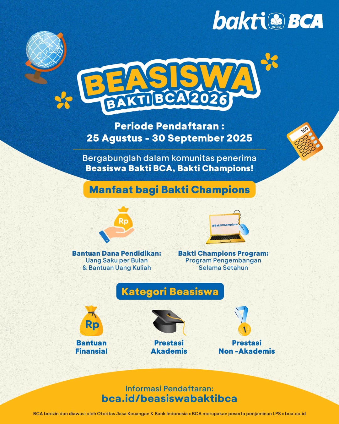 PEMBUKAAN PENDAFTARAN BEASISWA BAKTI BCA TAHUN 2025 Direktorat