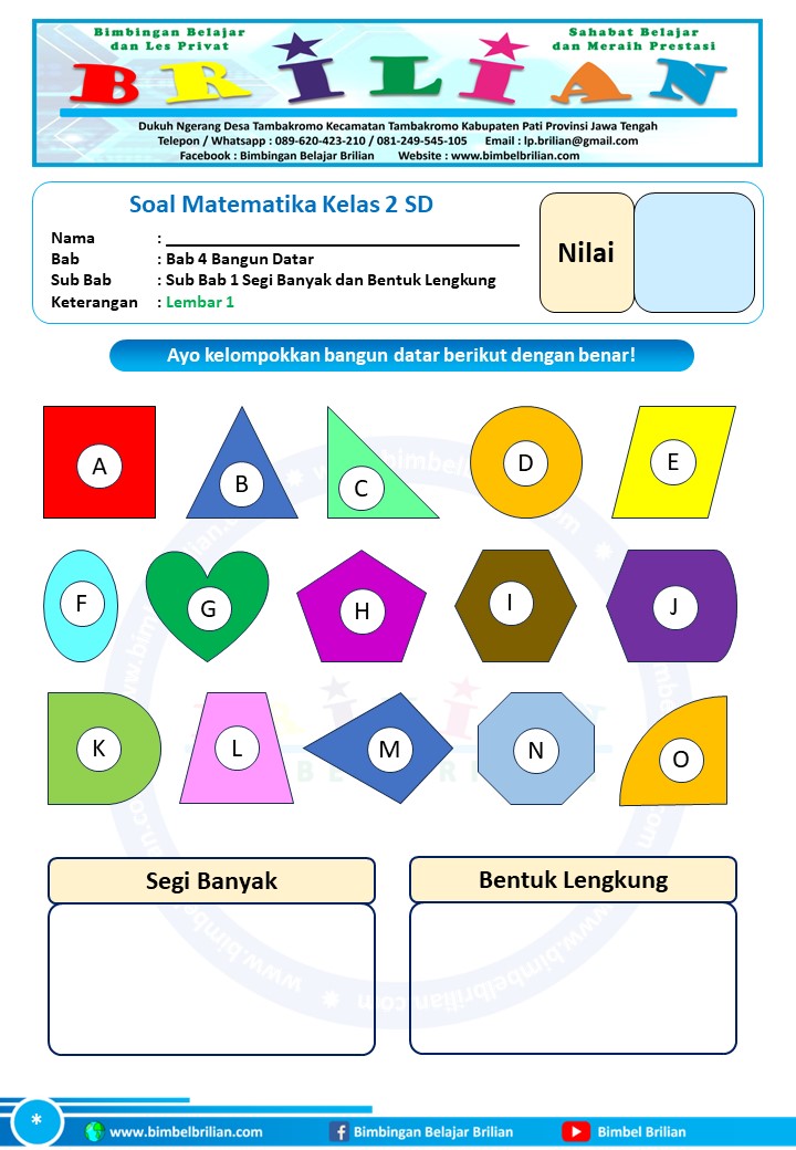 Kumpulan Soal Matematika Bab Bentuk Bangun Datar Kelas 2 SD - Bimbel