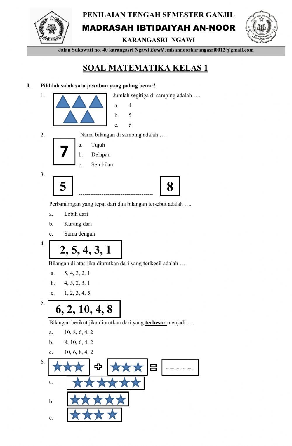 PTS Matematika kelas 1 worksheet Cómo prepararse para los exámenes de PTS Matematika kelas 1 worksheet Cómo prepararse para los exámenes de