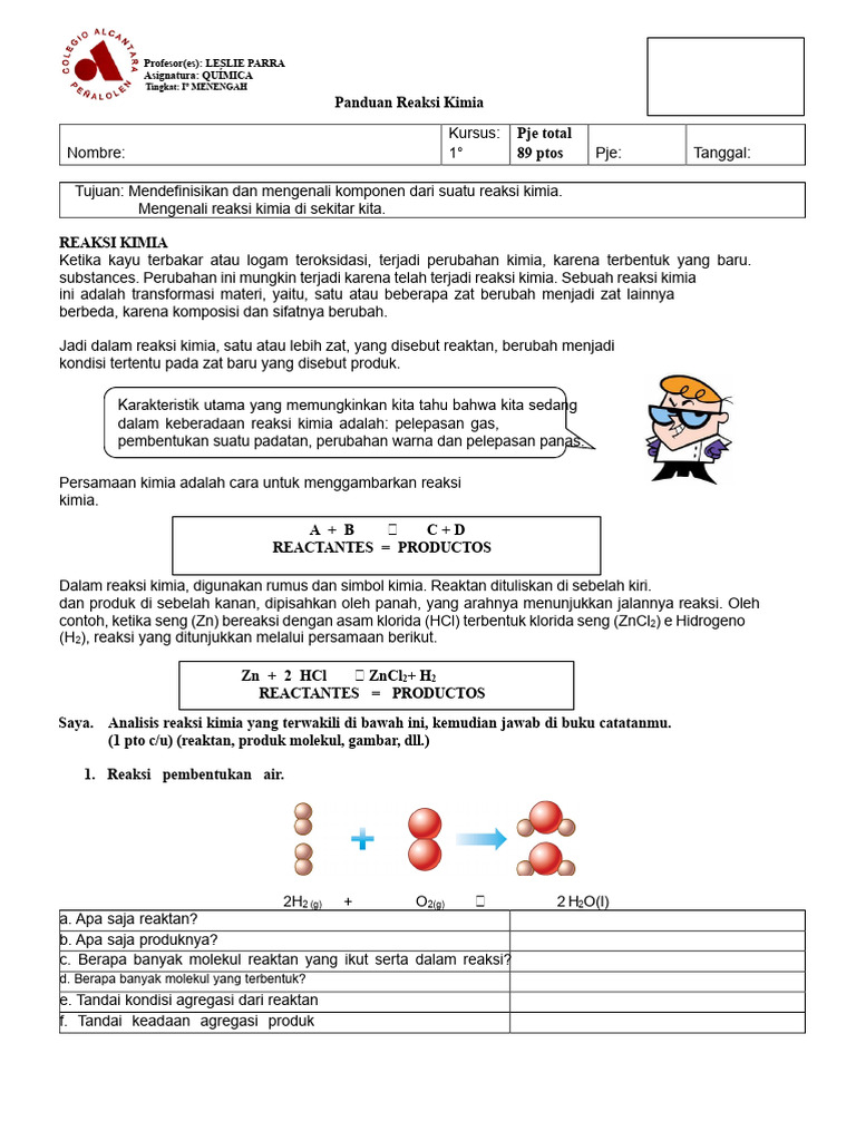 Panduan Reaksi Kimia untuk Siswa Menengah PDF Panduan Reaksi Kimia untuk Siswa Menengah PDF