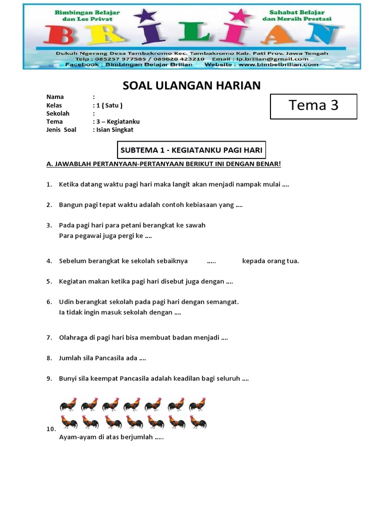 Rahasia Cepat Pintar Kerjakan Soal Soal Tema 3 Kelas 1 Agar Nilai Langsung Melonjak Rahasia Cepat Pintar Kerjakan Soal Soal Tema 3 Kelas 1 Agar Nilai Langsung Melonjak