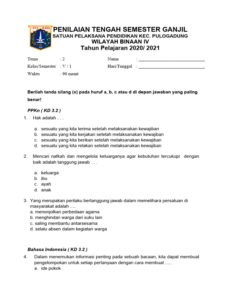 Rahasia Nilai Sempurna dengan Latihan Soal PTS Tema 2 Kelas 5 Terbaru Ini Rahasia Nilai Sempurna dengan Latihan Soal PTS Tema 2 Kelas 5 Terbaru Ini