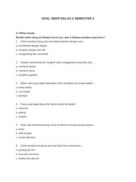 Rahasia Nilai Sempurna dengan Latihan Soal SBDP Kelas 2 SD Semester 2 Terbaru