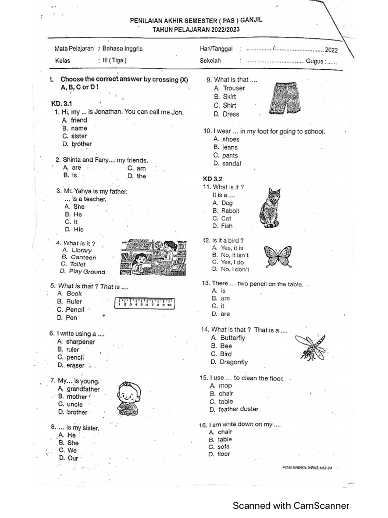 Rahasia Skor Tinggi: Kumpulan Soal Soal SD Kelas 3 Bahasa Inggris Semester 1 Terbaru Rahasia Skor Tinggi: Kumpulan Soal Soal SD Kelas 3 Bahasa Inggris Semester 1 Terbaru
