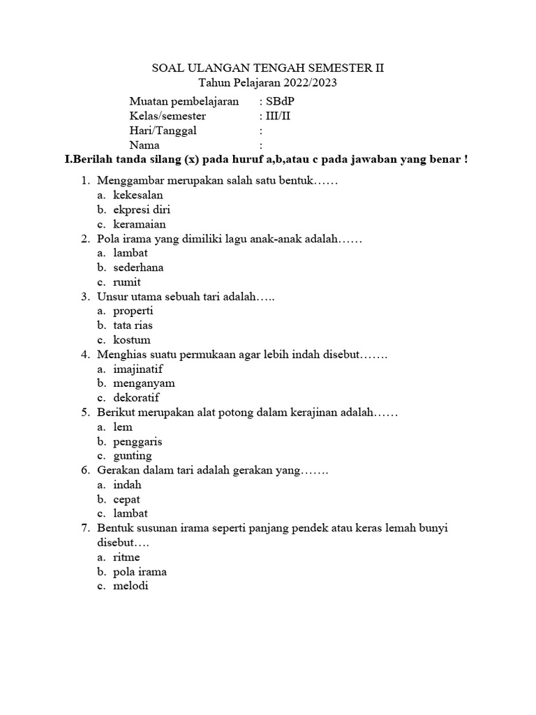 Rahasia Skor Tinggi dengan Latihan soal soal sbdp kelas 3 sd semester 2 Terbaru Rahasia Skor Tinggi dengan Latihan soal soal sbdp kelas 3 sd semester 2 Terbaru