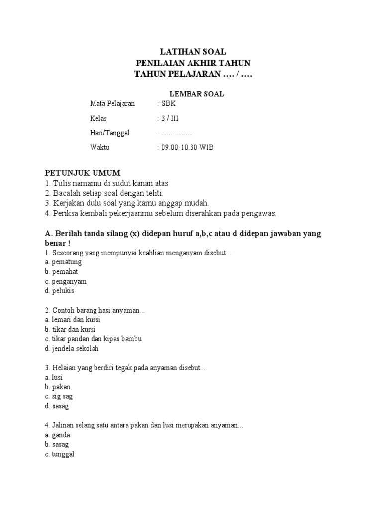 Rahasia Sukses Ujian Ternyata Ada di Kumpulan Soal Soal SBK Kelas 3 SD Terbaru Ini Rahasia Sukses Ujian Ternyata Ada di Kumpulan Soal Soal SBK Kelas 3 SD Terbaru Ini