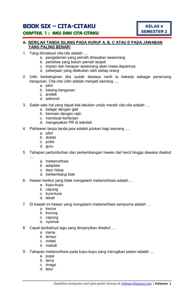 Rahasia contoh soal semester 2 kelas 4 sd tema 6 yang Wajib Tahu Sebelum Ujian Rahasia contoh soal semester 2 kelas 4 sd tema 6 yang Wajib Tahu Sebelum Ujian