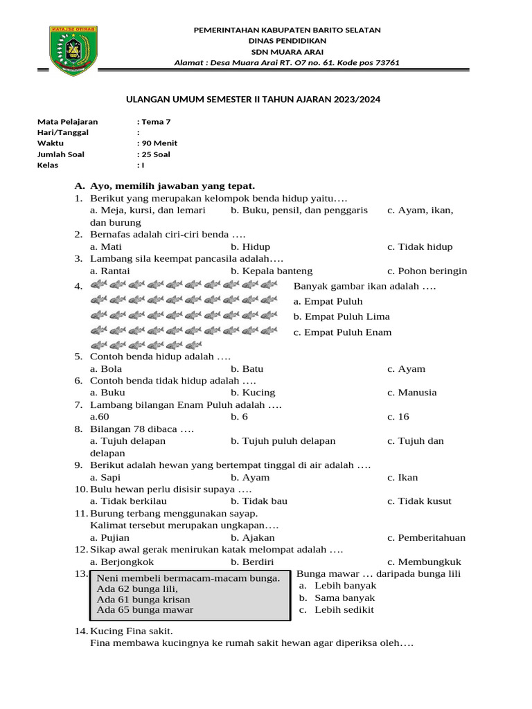 Terbukti! 7 Contoh Soal Semester 2 Kelas 1 Tema 7 yang Wajib Dikuasai Sebelum Ujian Terbukti! 7 Contoh Soal Semester 2 Kelas 1 Tema 7 yang Wajib Dikuasai Sebelum Ujian