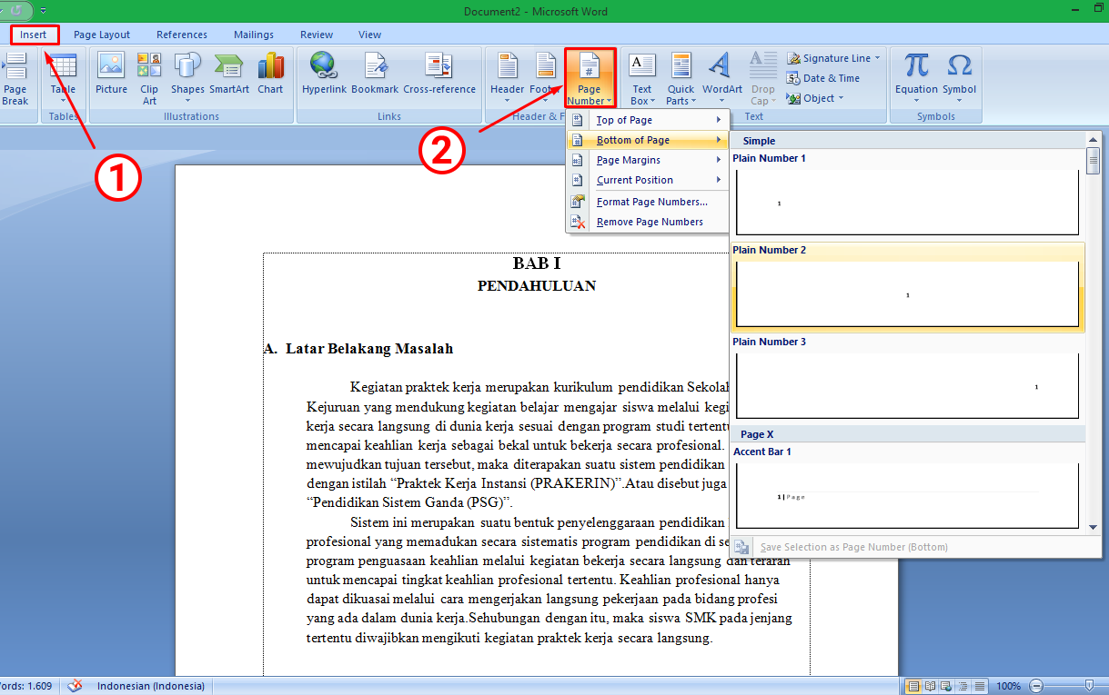 Tutorial Cara Mudah Membuat Nomor Halaman di Word - LKomBis Tutorial Cara Mudah Membuat Nomor Halaman di Word - LKomBis