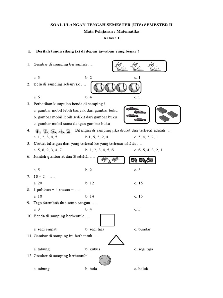Ternyata Ini Bocoran Soal Ulangan Matematika Kelas 1 Agar Anak Langsung Juara