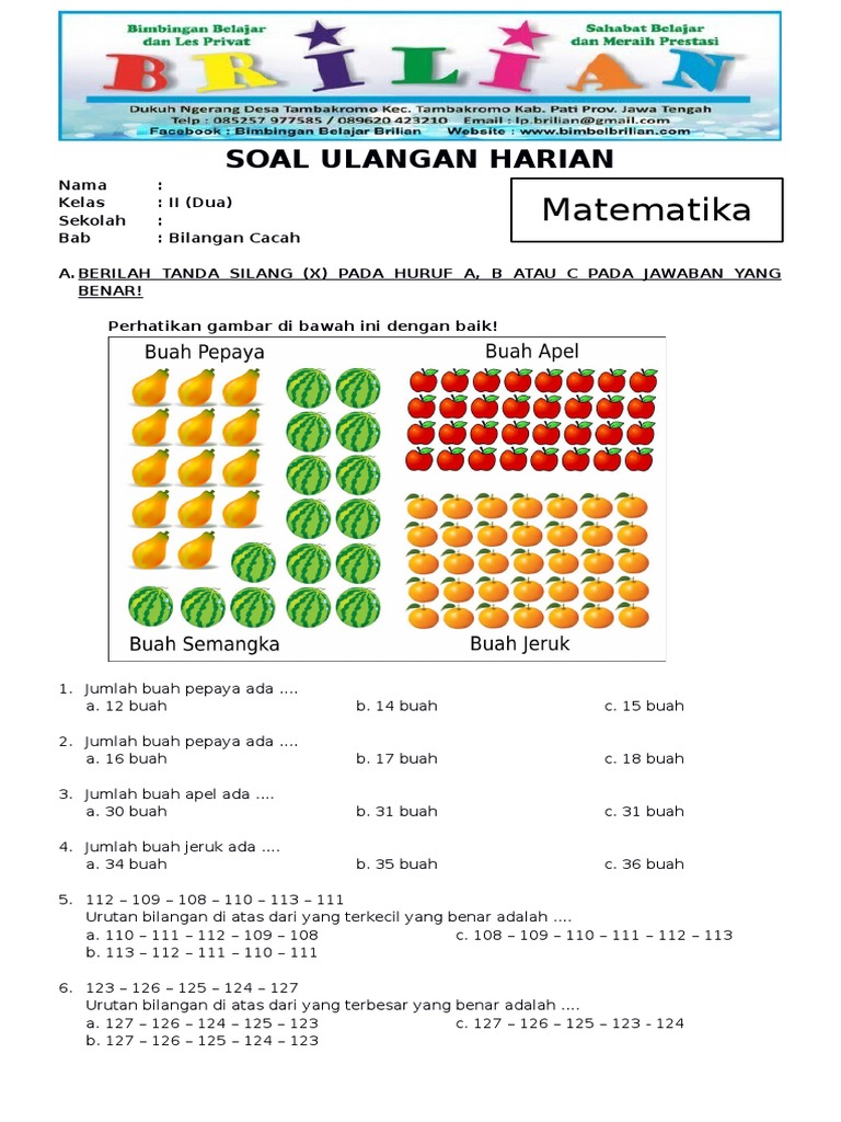 Menguasai Bilangan Cacah Contoh Soal Tematik Kelas 2 SD yang Menyenangkan