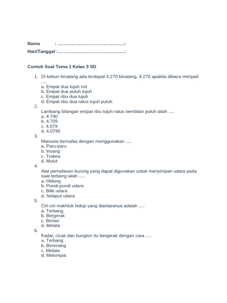 Wajib Tahu Bocoran Soal Soal Tema 1 Sub Tema 2 Kelas 3 Agar Siap Ujian Akhir Wajib Tahu Bocoran Soal Soal Tema 1 Sub Tema 2 Kelas 3 Agar Siap Ujian Akhir