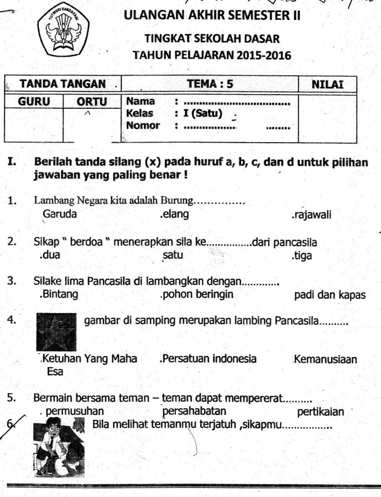 bank soal ulangan harian kelas 1 semester 2 bank soal ulangan harian kelas 1 semester 2