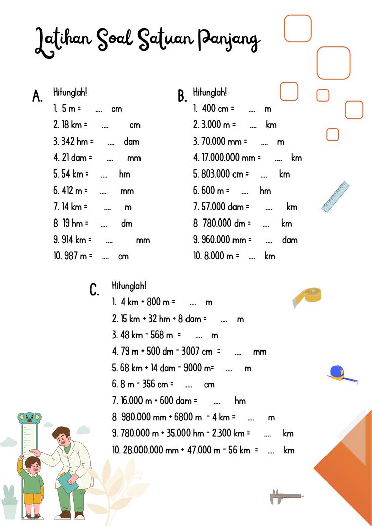Latihan soal satuan panjang SD Soal matematika satuan panjang Soal Latihan soal satuan panjang SD Soal matematika satuan panjang Soal