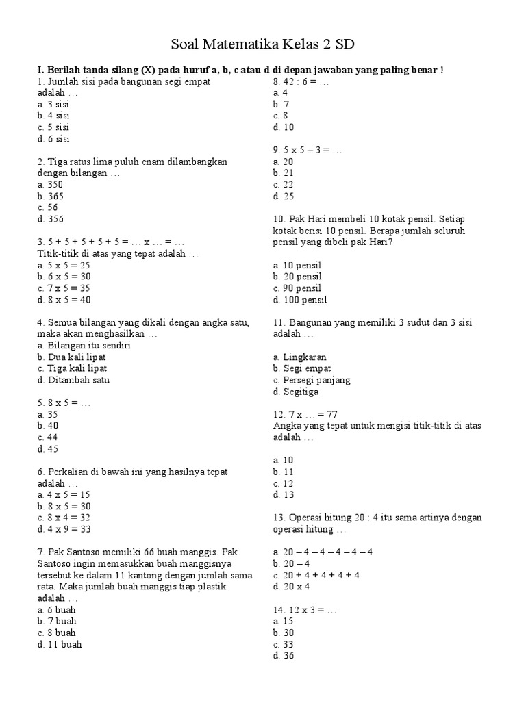 Inilah 7 Contoh Soal Matematika Kelas 2 UAS yang Sering Muncul, Ternyata Ini Trik Cepat Mengerjakannya!